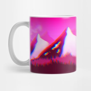 Neon Pink Mountains Landscape with Chromatic Aberration Mug